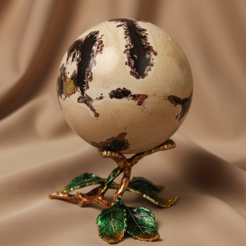 Dendritic Agate Sphere with Fern Like Inclusions 2.44in diameter
