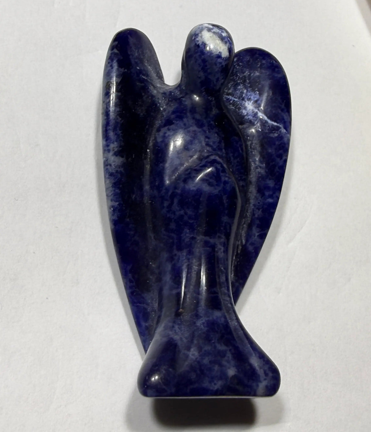 photo side view sodalite hand carved angel with wings