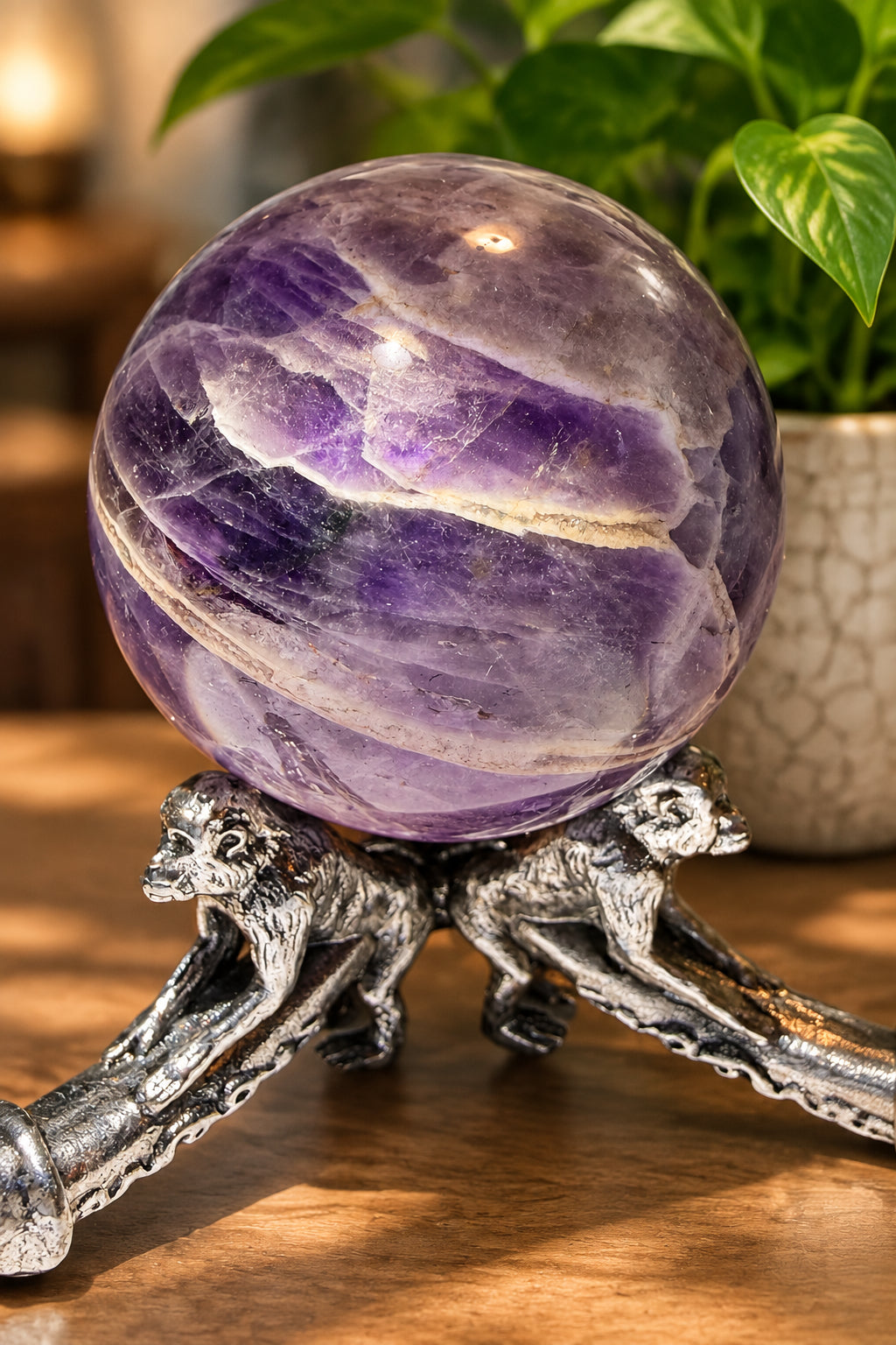 Silver Phallic-Shaped Crystal Sphere Stands | Animal Designs