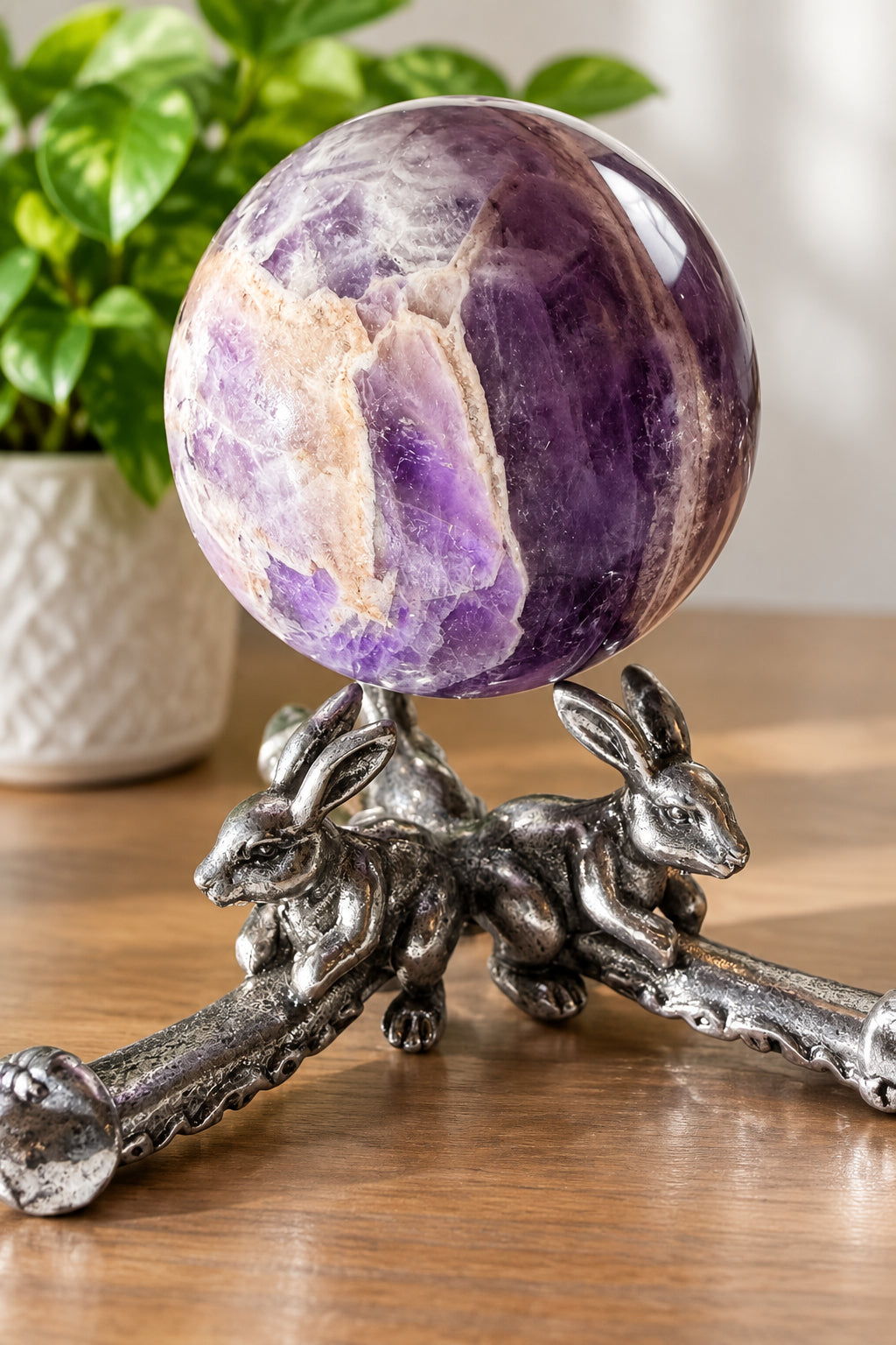 Silver Phallic-Shaped Crystal Sphere Stands | Animal Designs