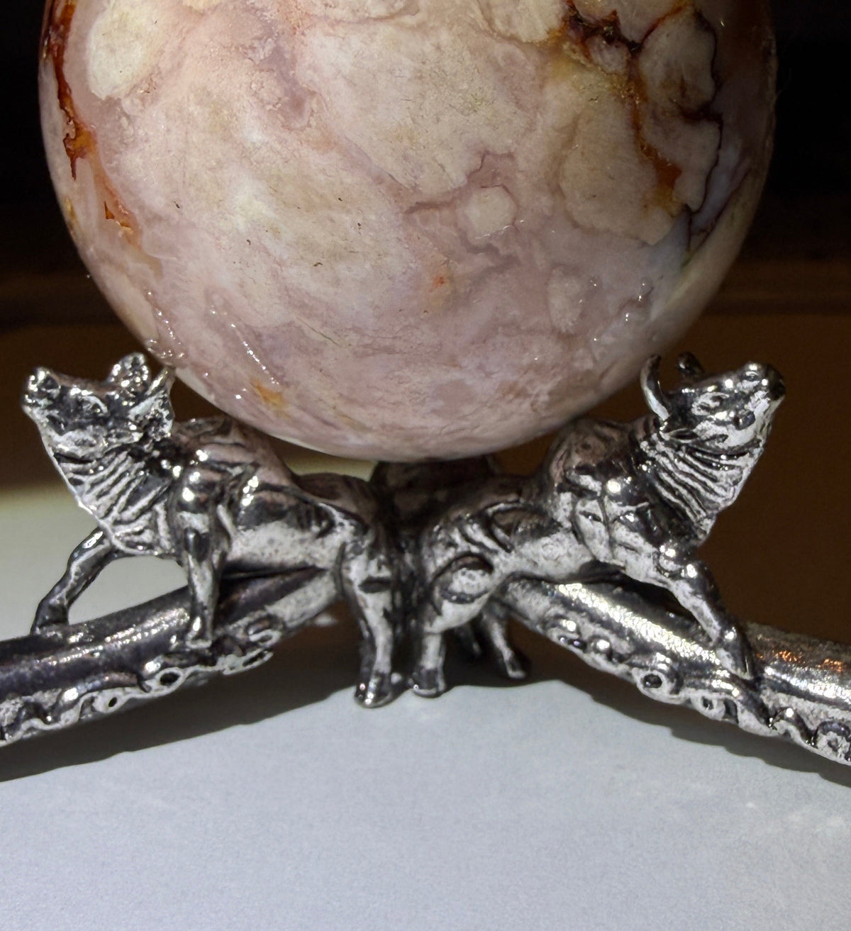 Silver Phallic-Shaped Crystal Sphere Stands | Animal Designs