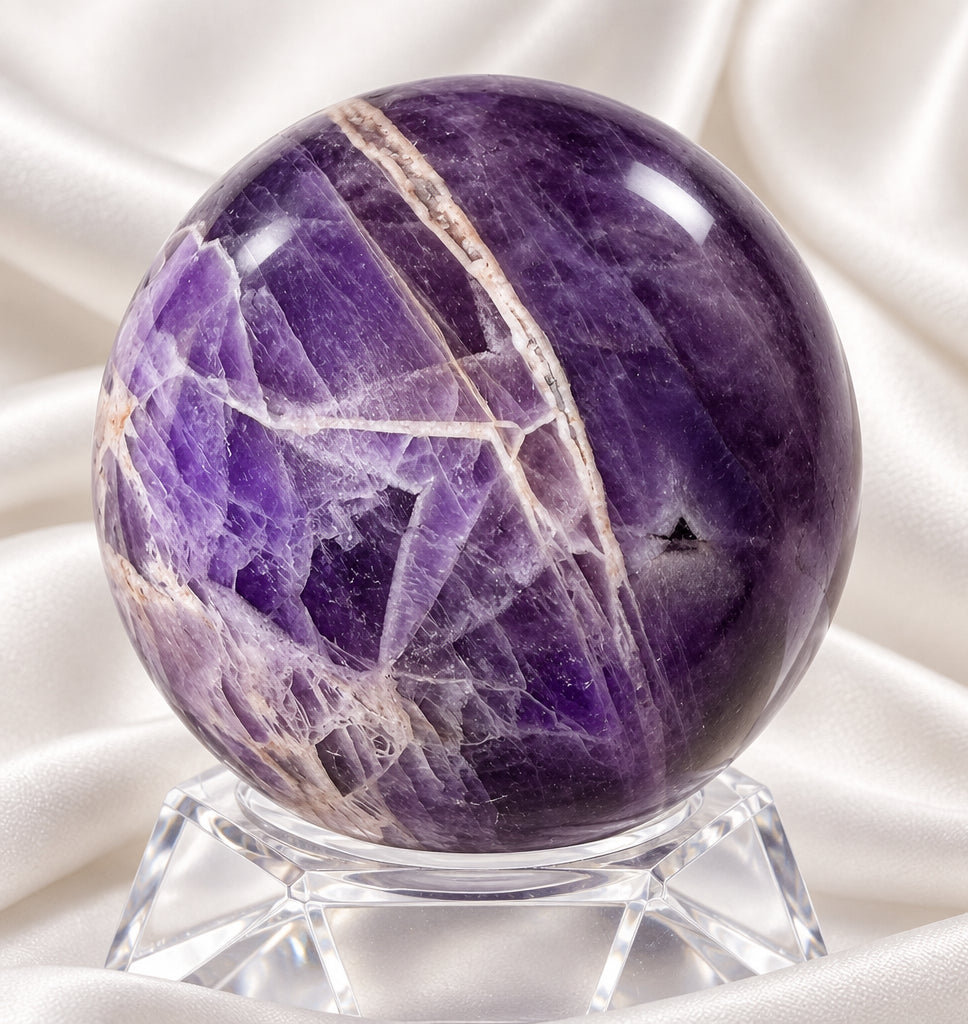 Close up photo Chevron Amethyst Natural Fractures and inclusions 