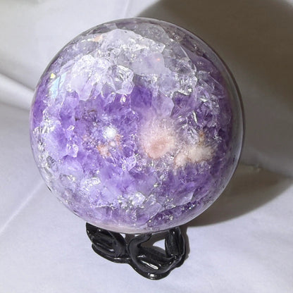 Amethyst Sphere on a stand bright purple, and natural inclusions