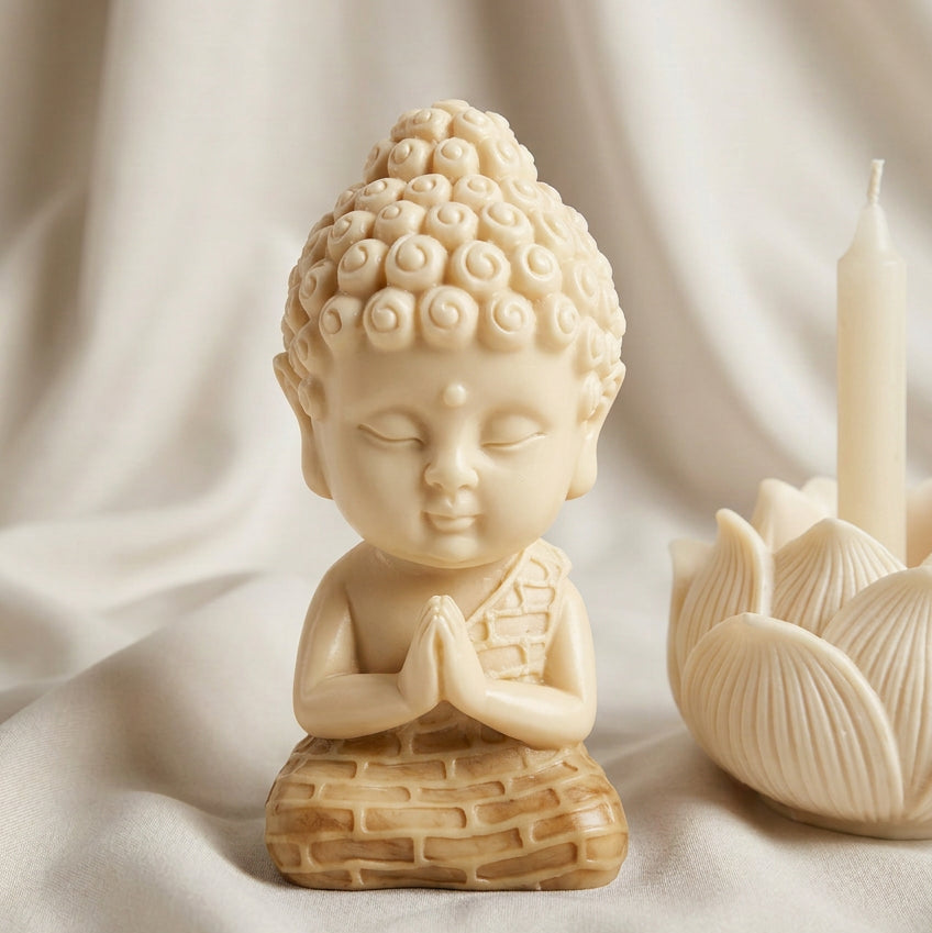hand carved tagua nut praying buddha