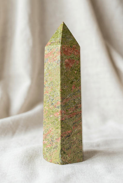 Unakite Tower, Buddha and Elephant Set | Heart Chakra | Wt 32.96 oz
