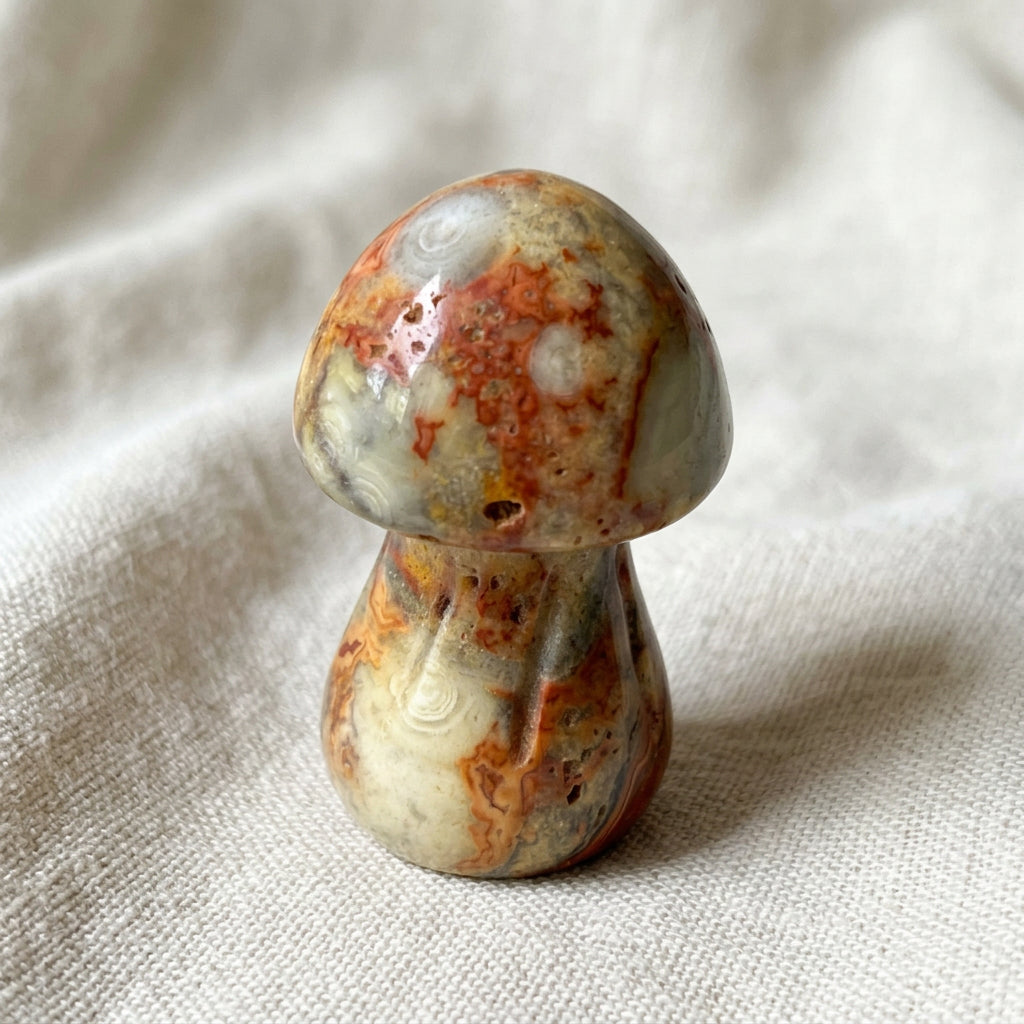 mushroom figurine carved from polychrome jasper 