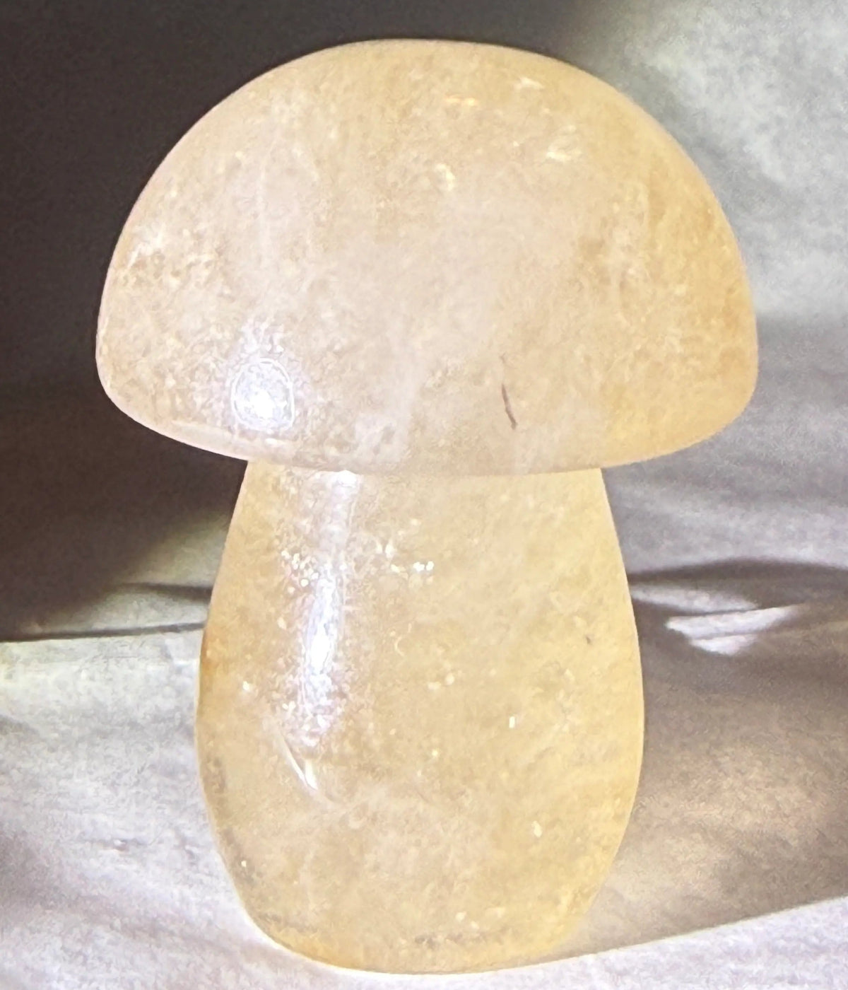 hand carved mushroom figurine.  Carved from natural citrine crystal