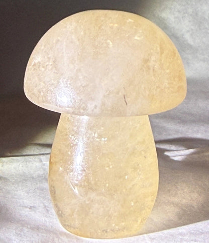 hand carved mushroom figurine.  Carved from natural citrine crystal