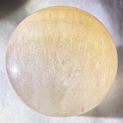 Close up photo top or cap of hand carved mushroom from natural citrine crystal