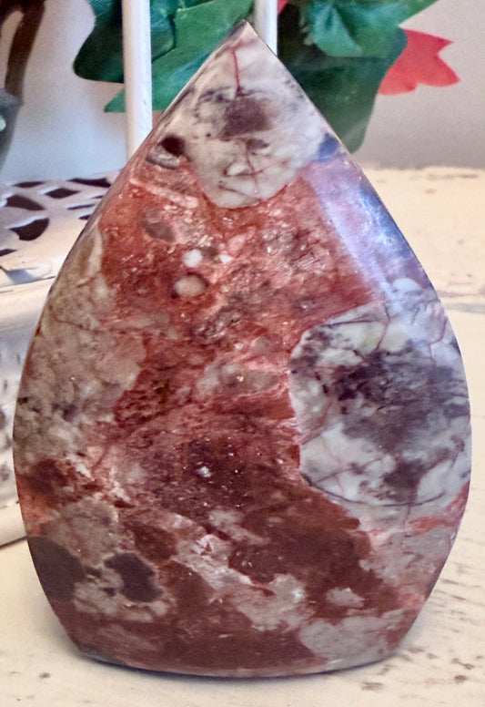 Brecciated Jasper TearDrop & Freeforms gemstone with red and white patterns