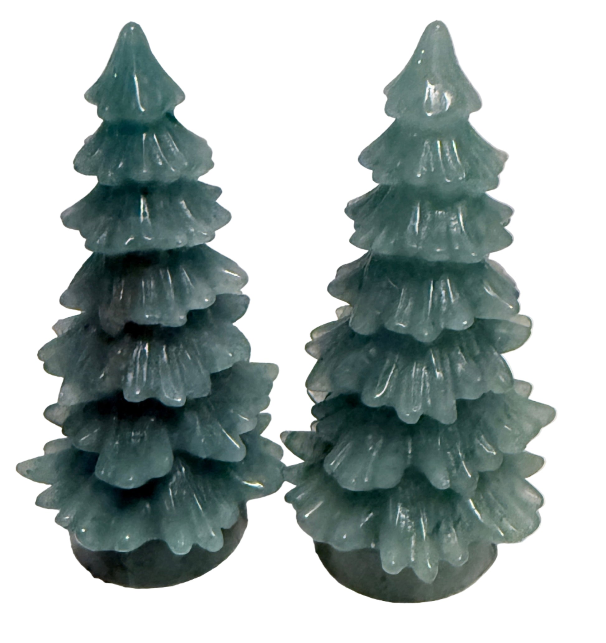 Two dark green Chalcedony Crystal Forest Trees Table Decorations 