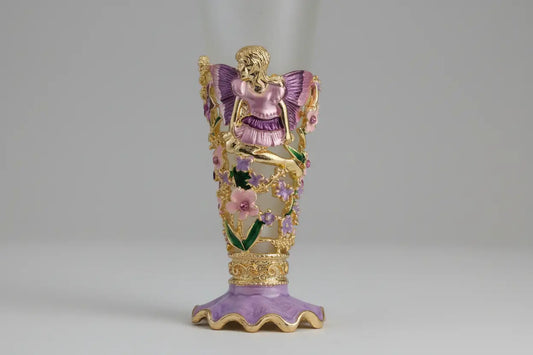 Purple fairy frosted glass perfume bottle with rhinestones