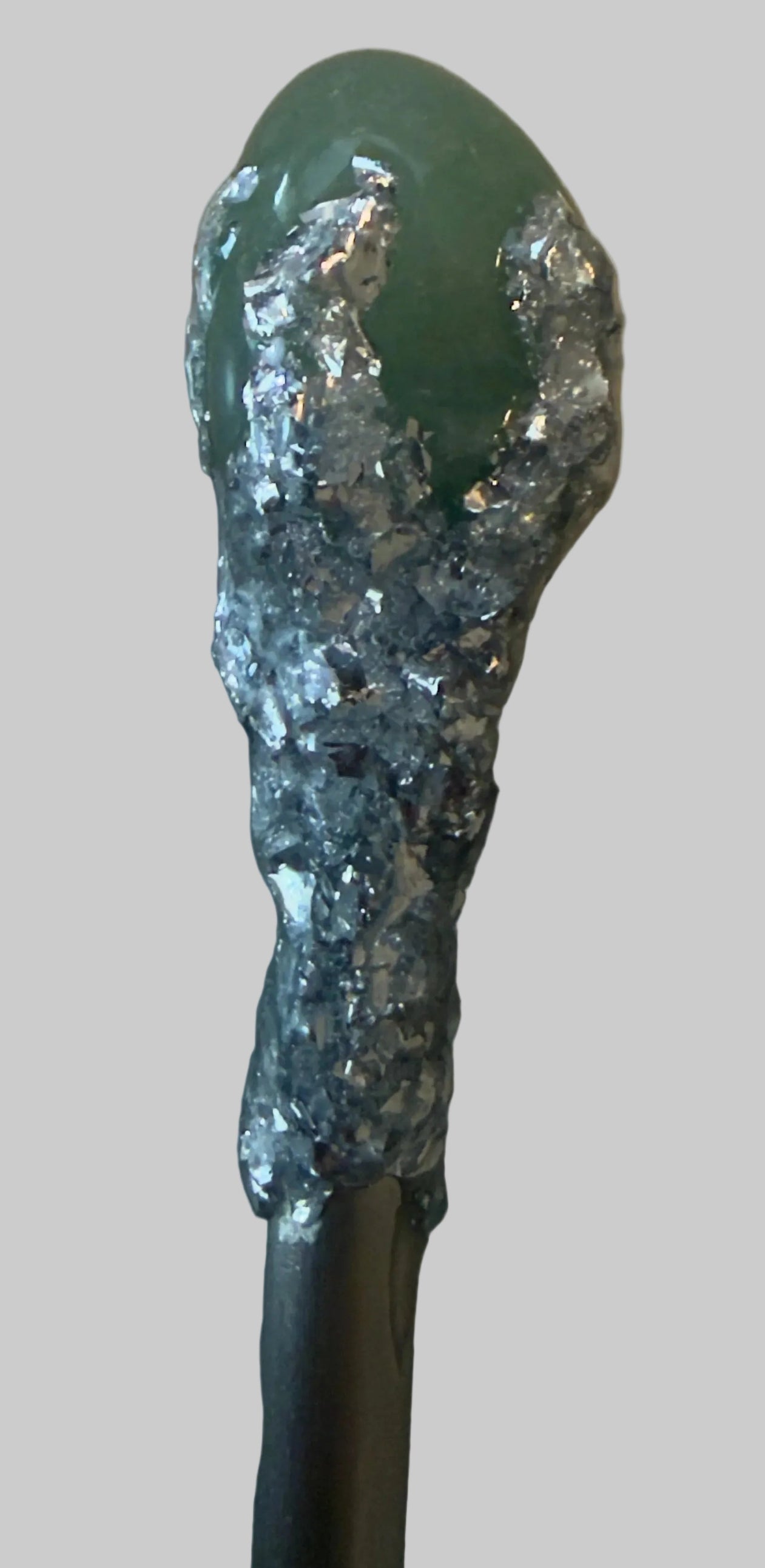Crystal intention spoons with gemstone toppers close-up