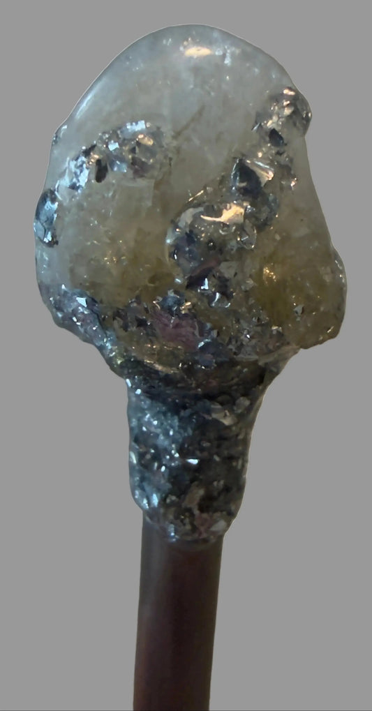 Apothecary Witches Intention Spoons with Crystal Topper and silver foil
