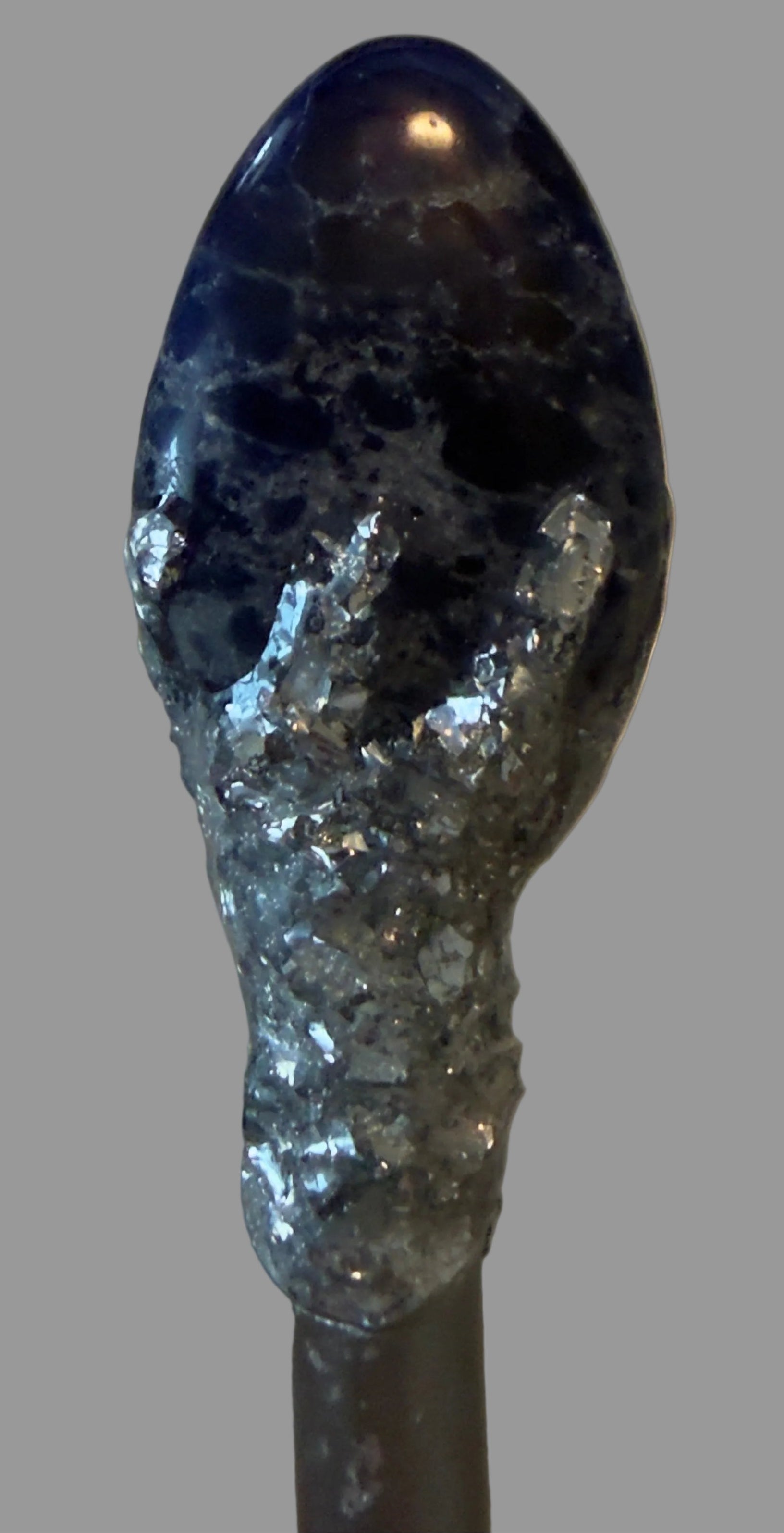 Apothecary Witches Intention Spoon with crystal topper and silver foil