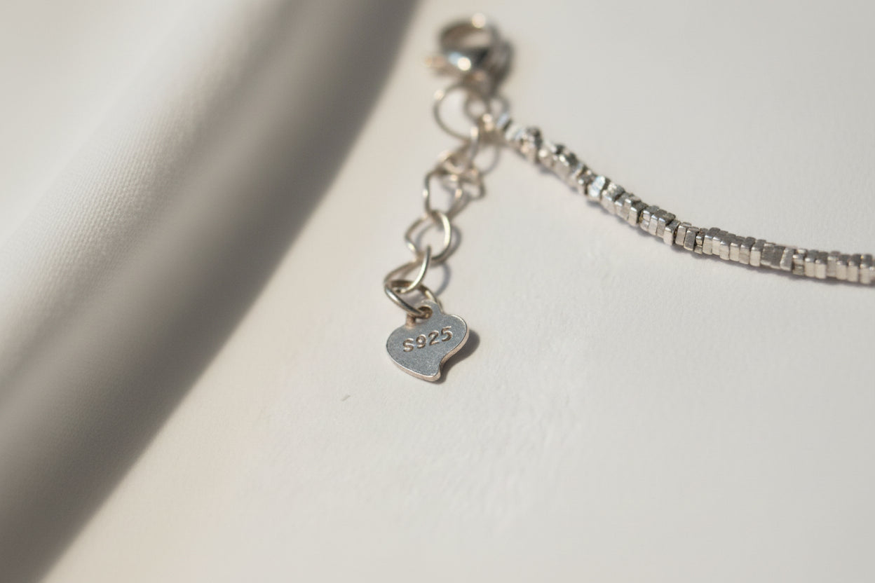 Rutilated Quartz bracelet with heart shaped 925 silver stamp