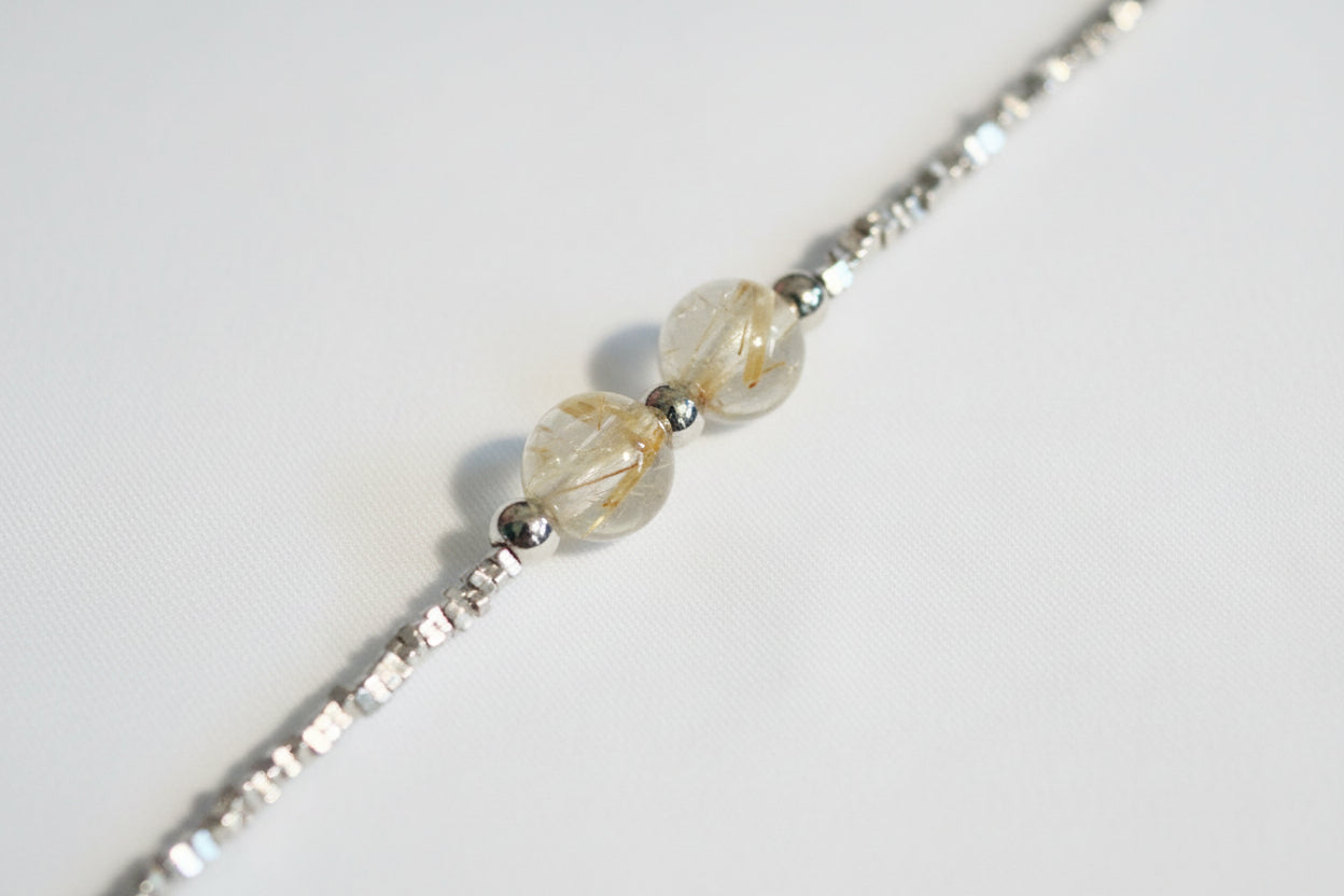 Petite Rutilated Quartz bracelet with 3.98mm beads