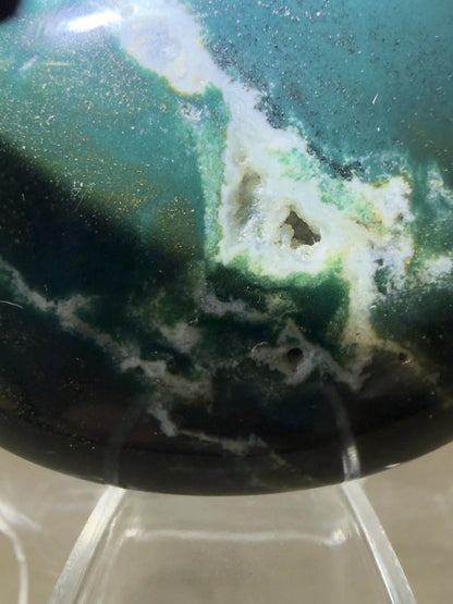 close up green jasper palm stone druzy