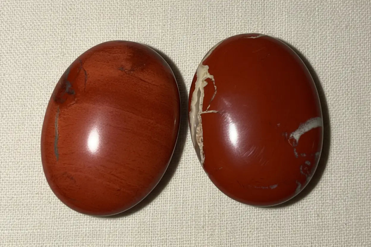 Brecciated Jasper polished palm stones in red rust colors