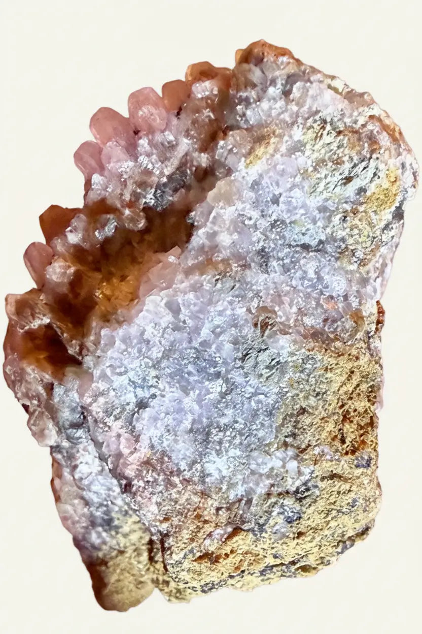Cobaltoan Calcite specimen with Hematite inclusions side view