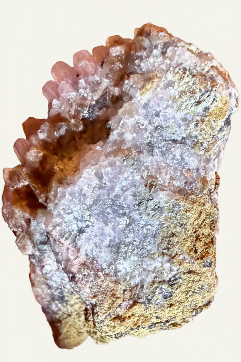 Cobaltoan Calcite specimen with Hematite inclusions side view