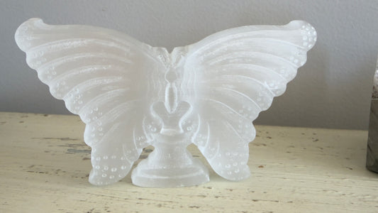 Satin Spar Hand Carved Butterfly