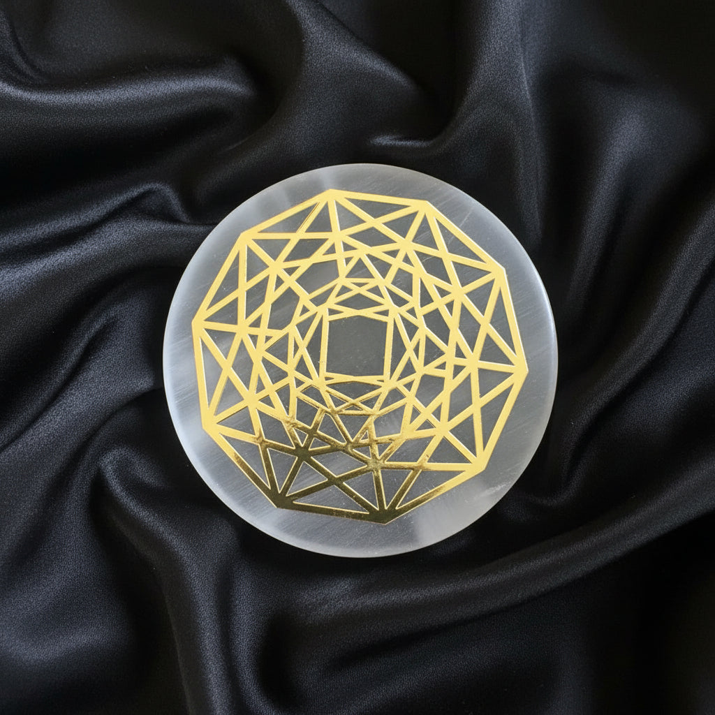 Metatron’s Cube Selenite Charging Plate