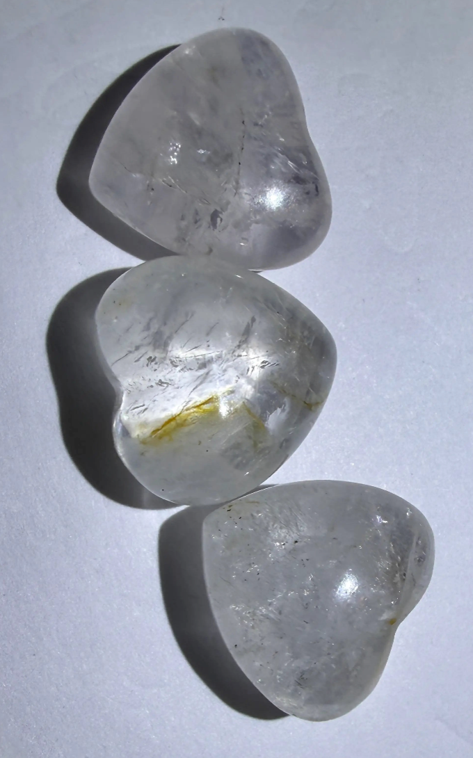 Petite Clear Quartz Hearts | Master Healer | Set of 3 - Wt 0.18 oz