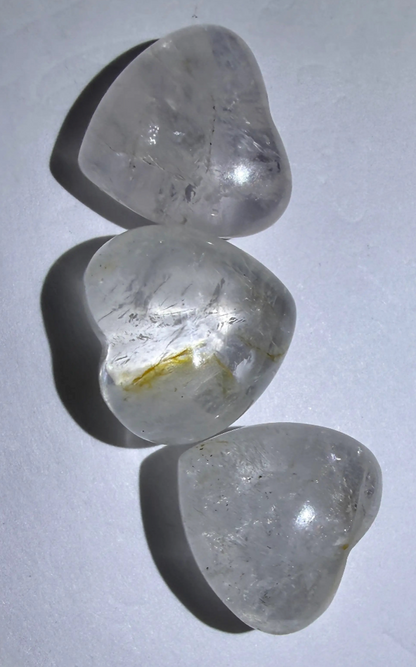 Petite Clear Quartz Hearts | Master Healer | Set of 3 - Wt 0.18 oz