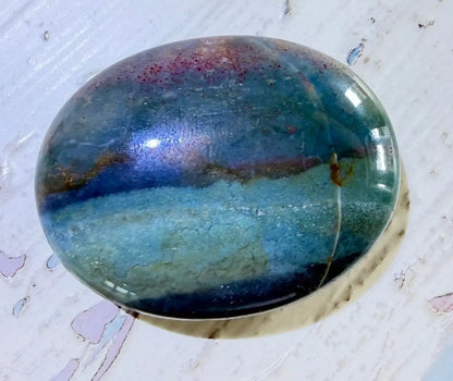 stunning palm stone, ocean jasper bright blues and greens 