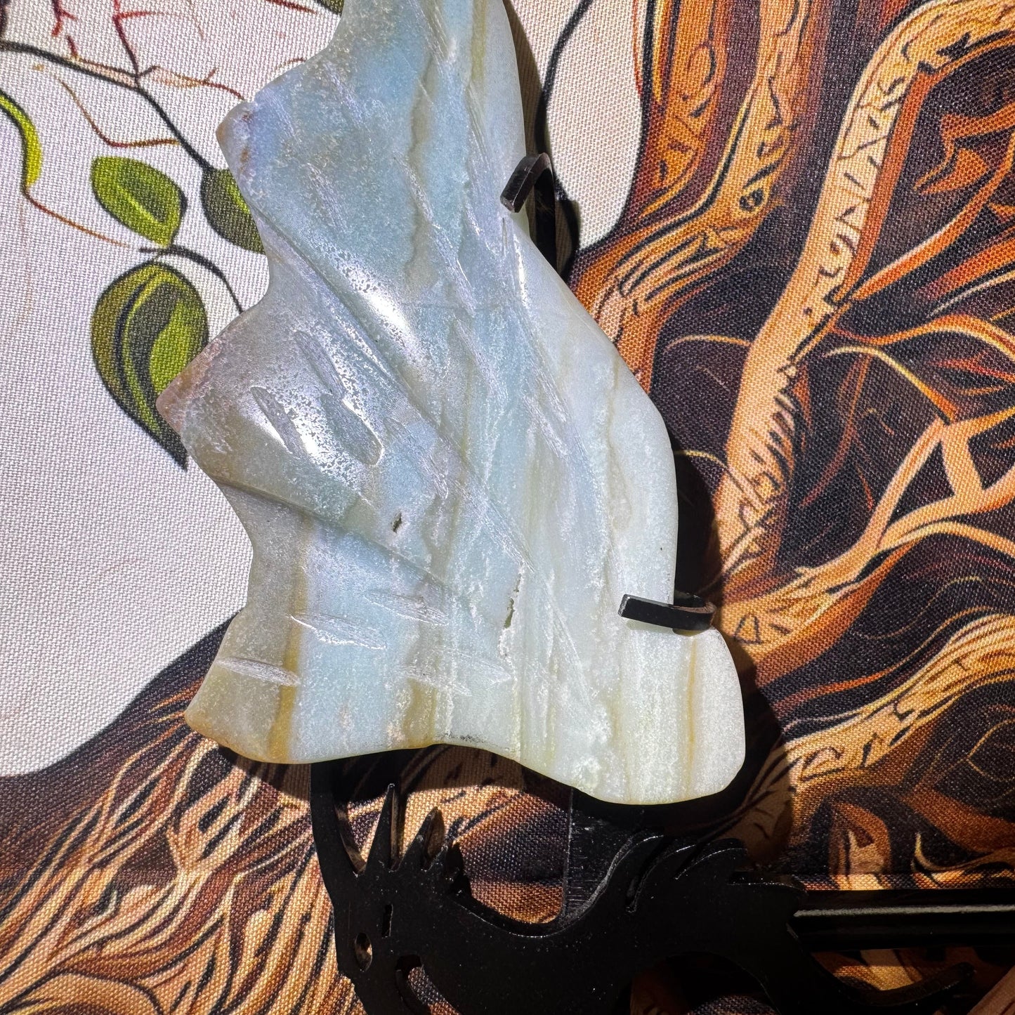 Caribbean Calcite Dragon Wings set with crystal accents