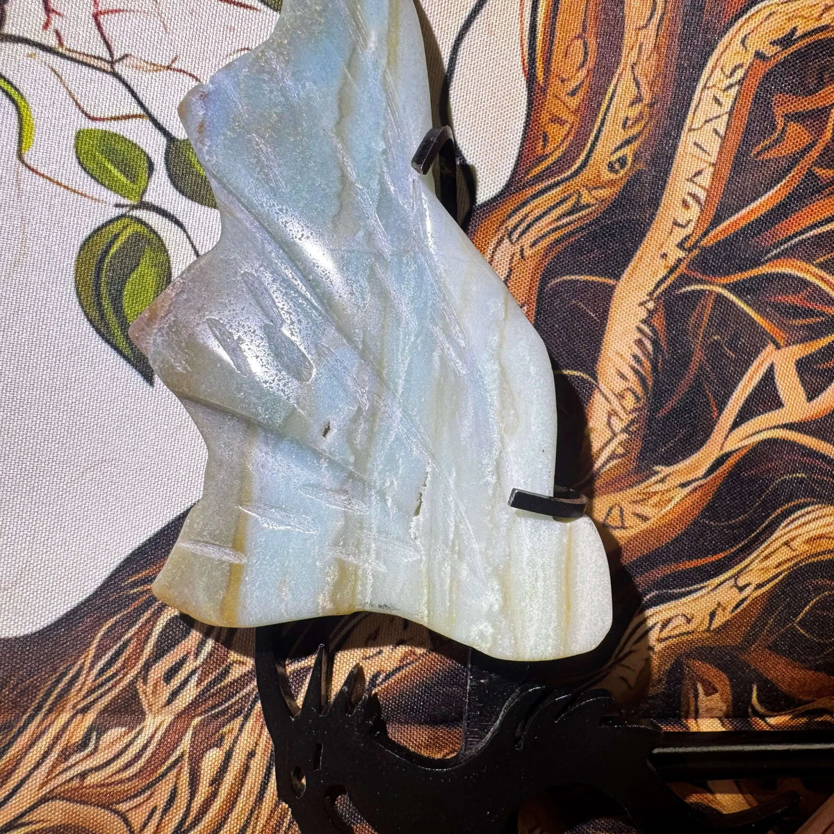 Caribbean Calcite Dragon Wings set with crystal accents