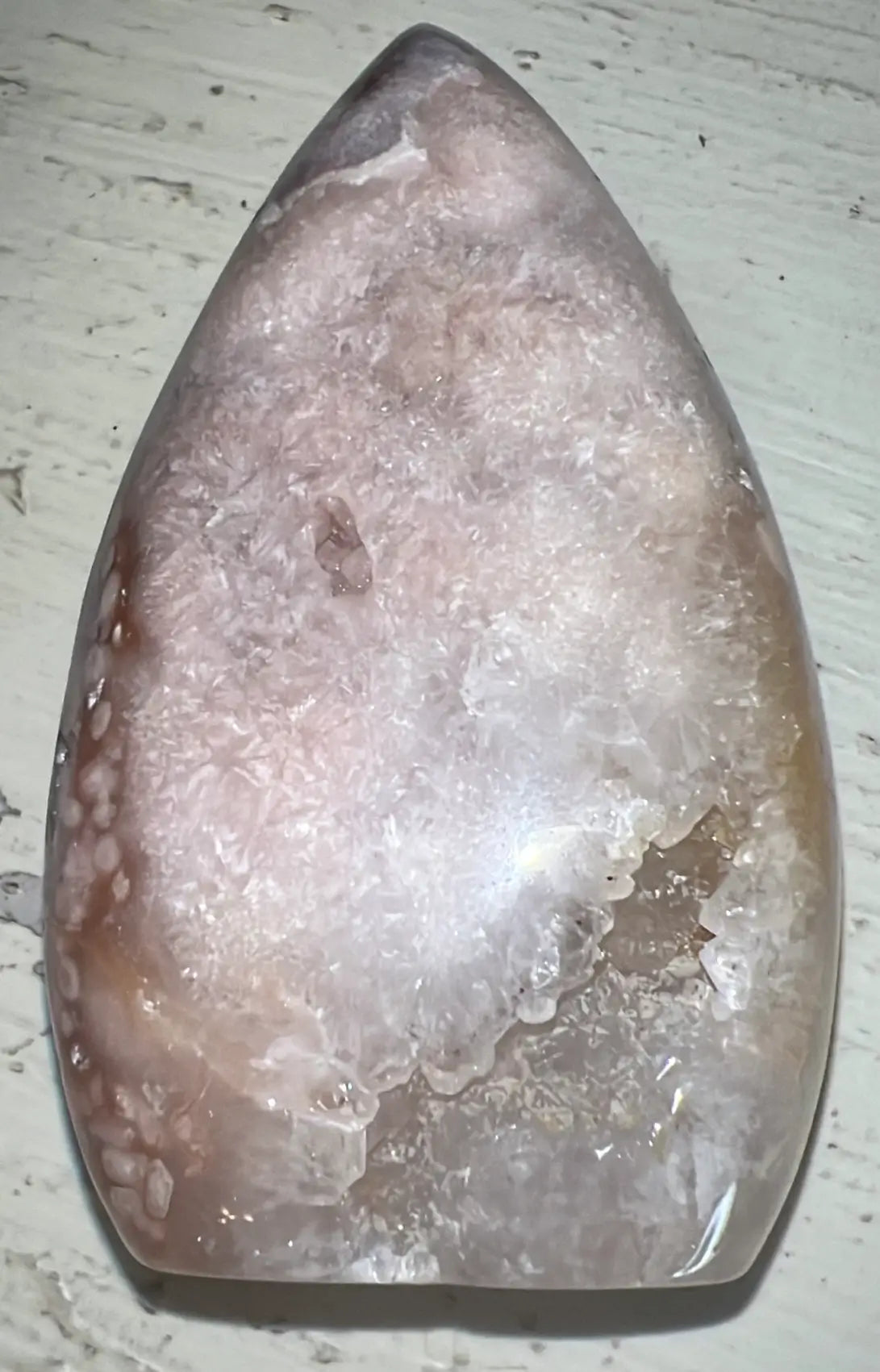 Pink Amethyst freeform with druzy geode opening