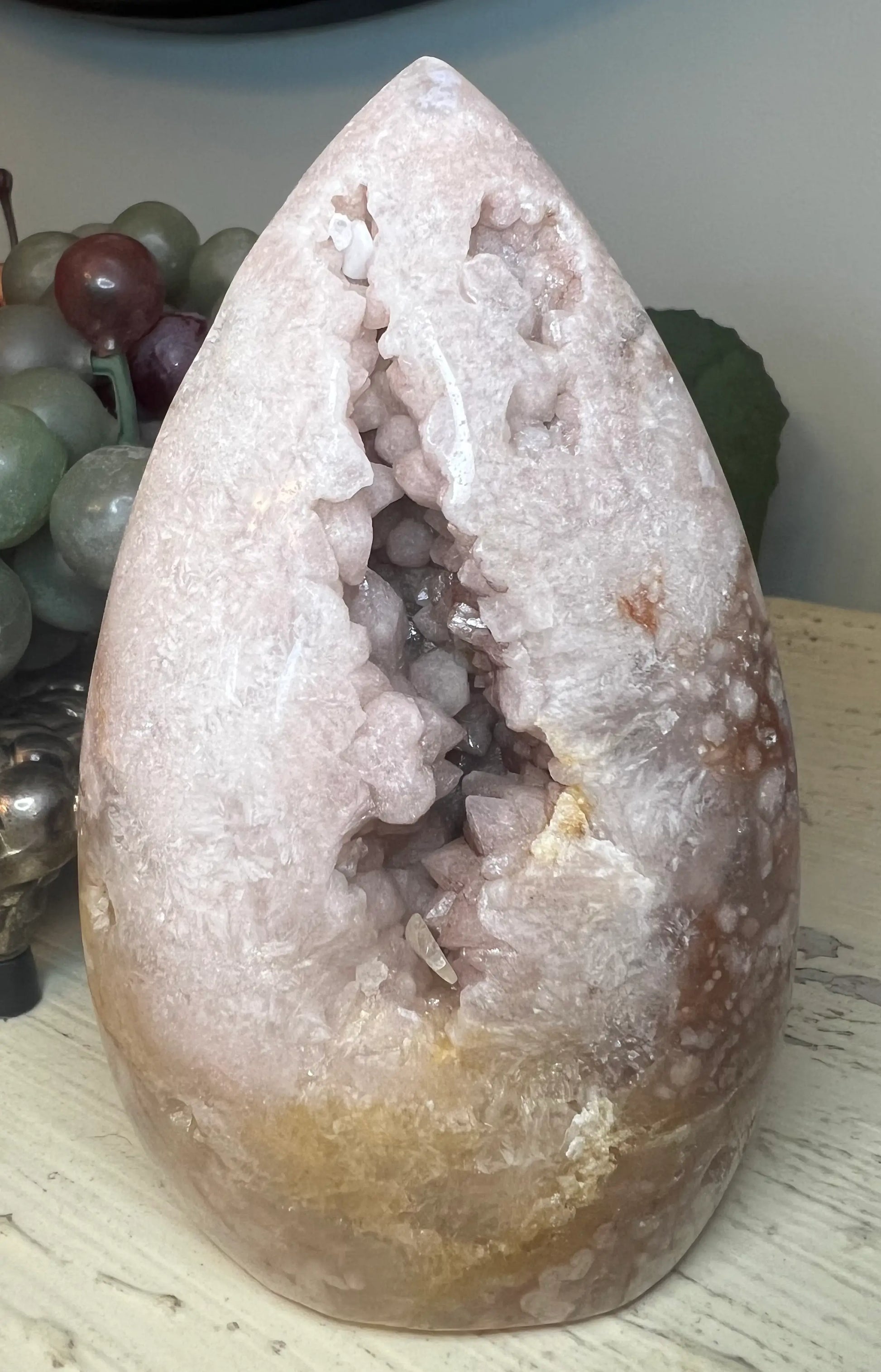 Pink Amethyst freeform druzy crystal from Argentina front view