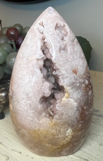 Pink Amethyst freeform druzy crystal from Argentina front view