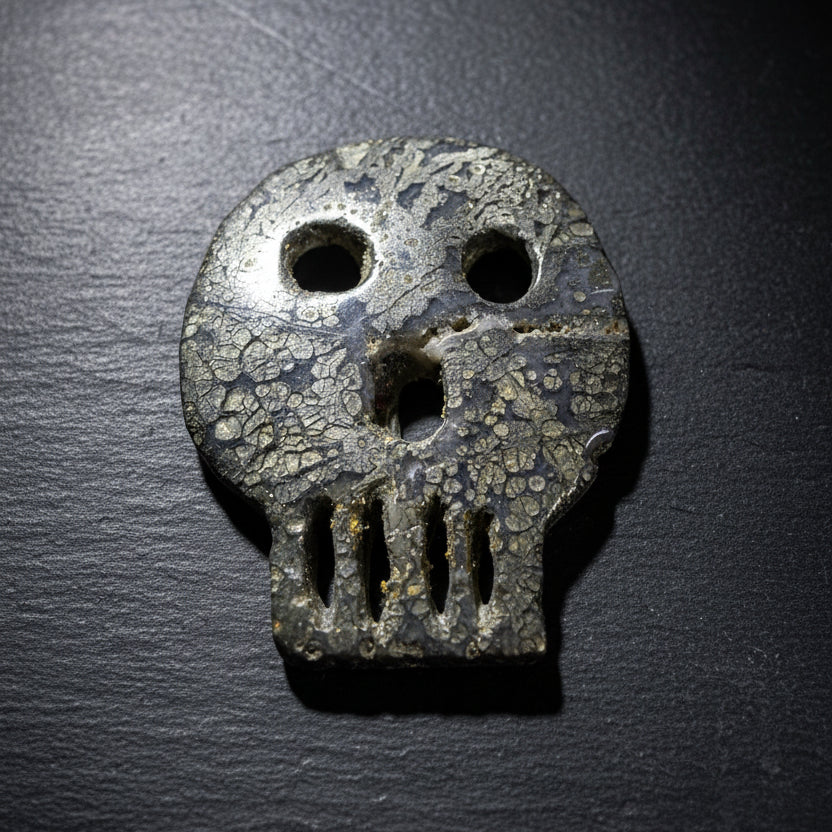 A skull-shaped carving made from Pyrite 
