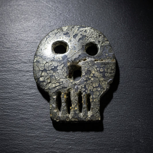 A skull-shaped carving made from Pyrite 