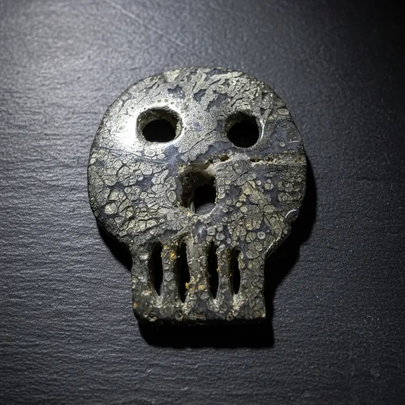 A skull-shaped carving made from Pyrite 