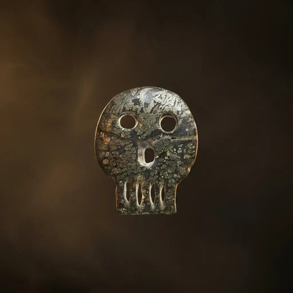 Pyrite skull amulet carving