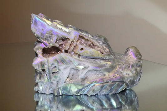 beautiful brilliant rain bow colors aura sphalerite dragon skull large size 