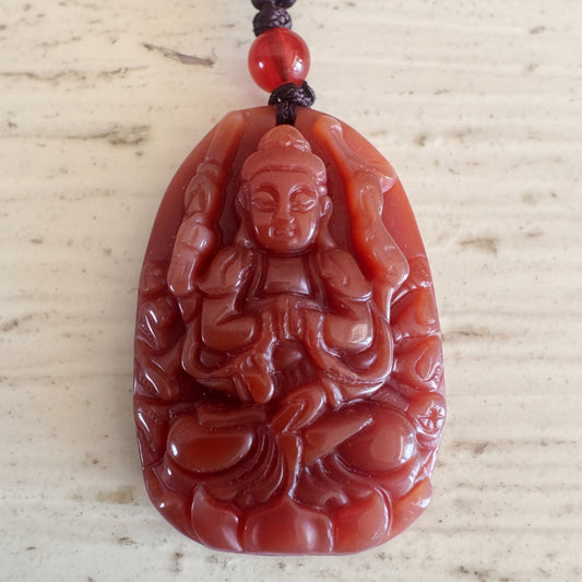 Natural Red Agate Buddha pendant protection talisman