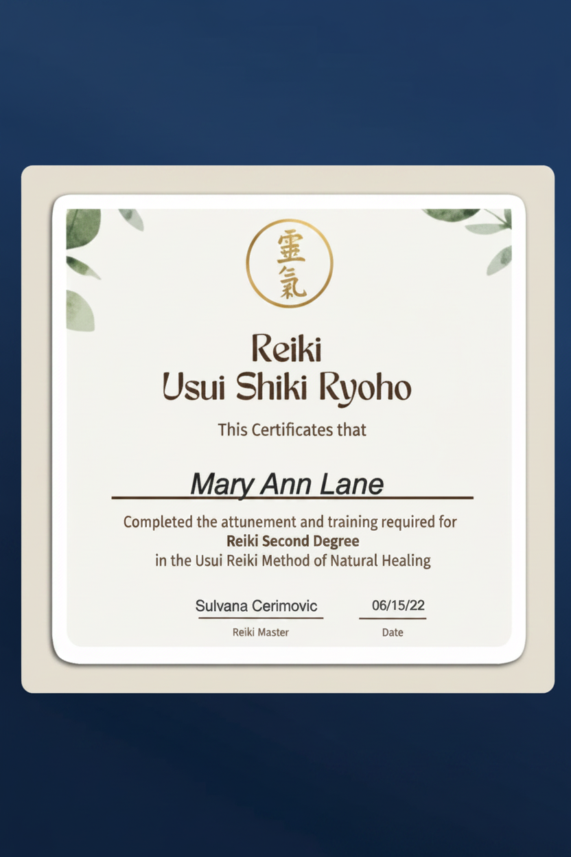 my reiki certificate 