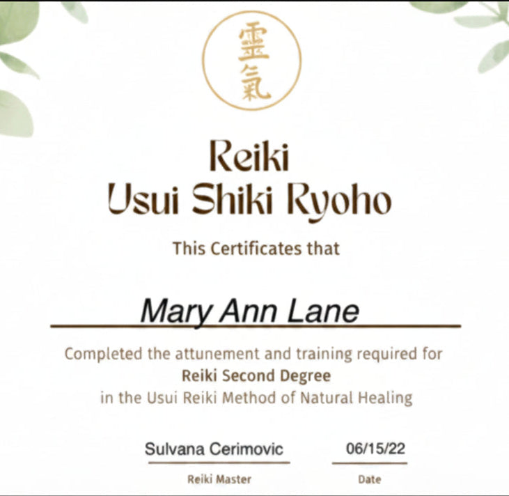 Reiki Usui Shiki Ryoho Second Degree Certificate