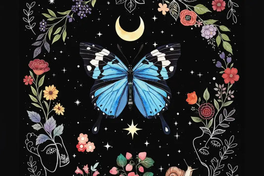 Blue Moon Butterfly celestial altar cloth design
