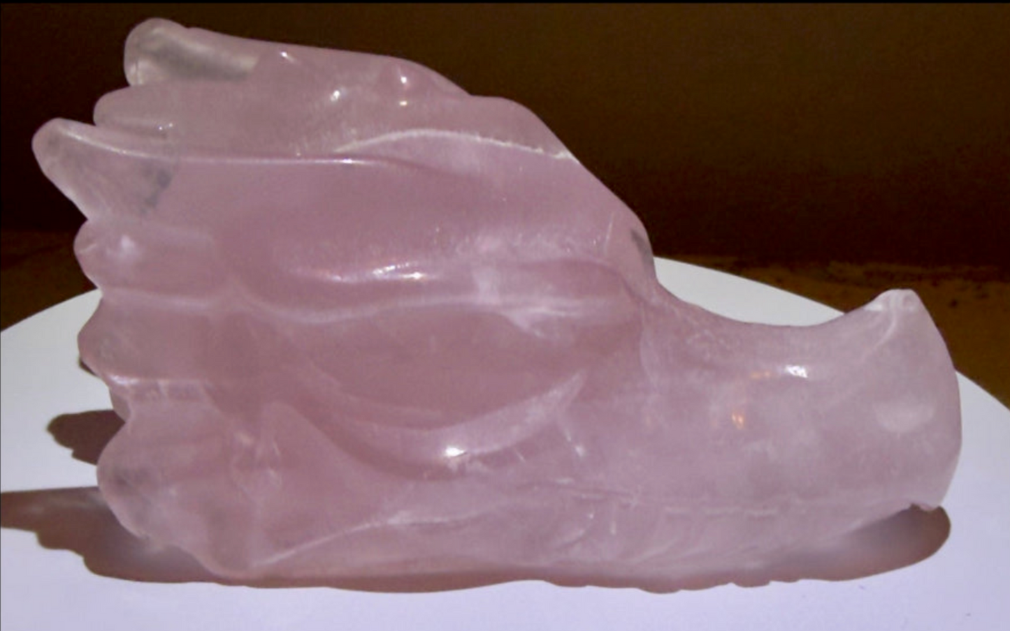 Rose Quartz Dragon Skull Carving | Love, Protection & Heart Chakra Wt 8.6 oz
