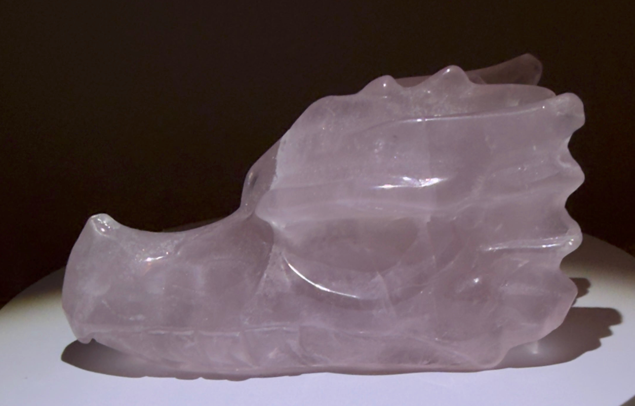 Rose Quartz Dragon Skull Carving | Love, Protection & Heart Chakra Wt 8.6 oz