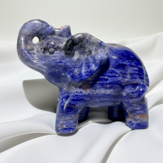 Lapis Lazuli Carved Elephant | Wisdom, Luck & Protection | Wt 7.28 oz