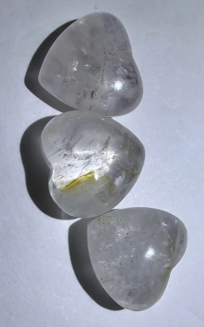 Petite Clear Quartz Hearts | Master Healer | Set of 3 - Wt 0.18 oz