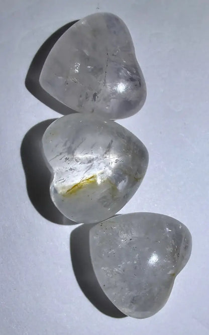 Petite Clear Quartz Hearts | Master Healer | Set of 3 - Wt 0.18 oz