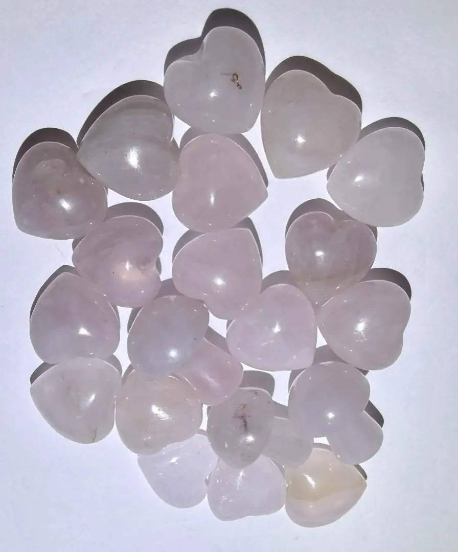 Group of rose Quartz hearts with an easter egg
